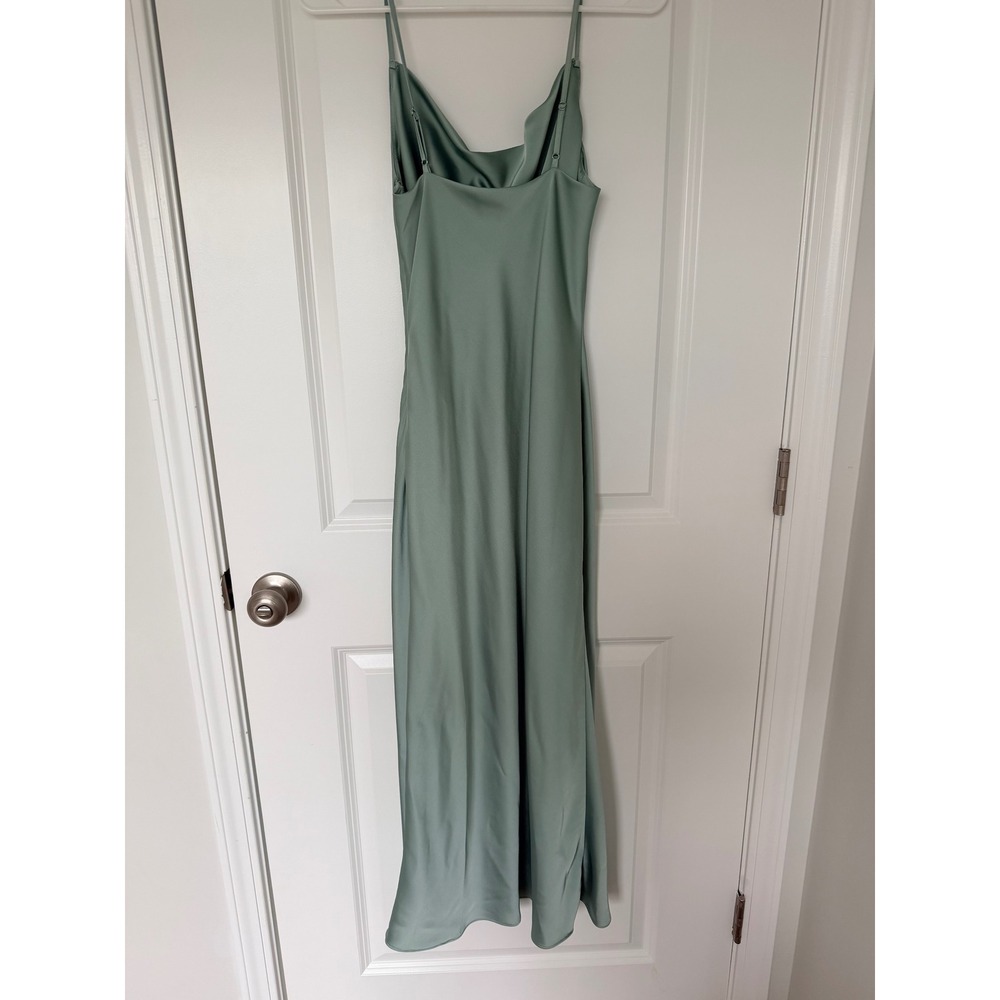 Birdy Grey Lisa Matte Satin Midi Dress Sage Green Cowl Neck XS - Picture 2 of 4
